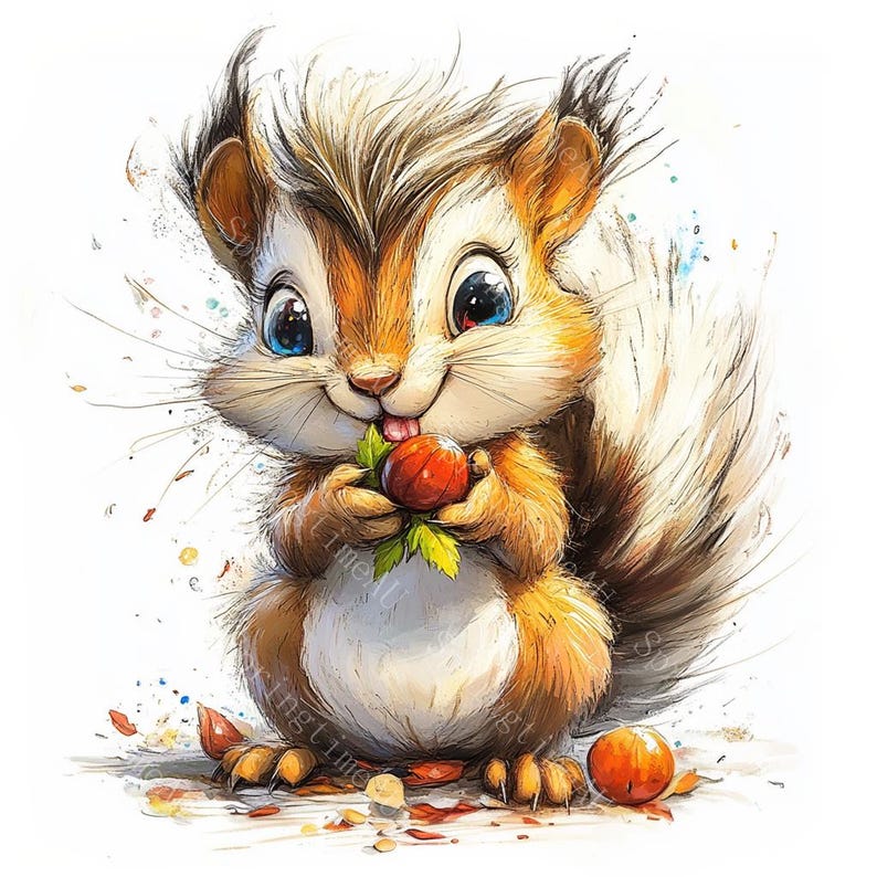 16 Quirky Funny Squirrel Clipart, Surprised Squirrel, Printable Watercolor, High-Quality JPGs, Paper Craft, Junk Journal, Digital Craft