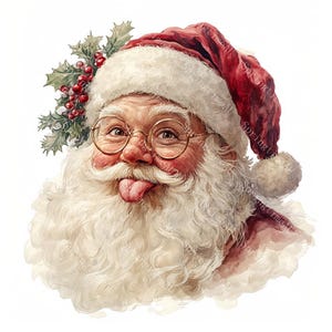 20 Santa Claus Clipart, Christmas Santa Clipart, Christmas Card, Printable Watercolor, High-Quality JPGs, Paper Craft, Junk Journal