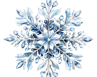 18 imágenes de copos de nieve, imágenes navideñas de copos de nieve, manualidades de invierno, acuarela imprimible, archivos JPG de alta calidad, PaperCraft, diario basura