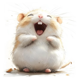 18 Clipart hamster mignon, clipart hamster surpris, hamster original drôle, aquarelle imprimable, fichiers JPG de haute qualité, créations en papier, journal indésirable