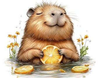 20 Cute Capybara Clipart, Baby Capybara, Capybara Cartoon, Printable Watercolor,High-Quality JPGs, Papercraft, Junk Journal,Digital Download