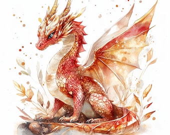 20 Clipart di draghi fantasy, animali fantasy, illustrazioni magiche, acquerelli stampabili, JPG di alta qualità, papercraft, diario spazzatura