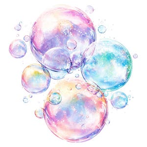 20 pastel zeepbellen clipart, bubbels clipart, fantastische bubbels, afdrukbare aquarel, hoogwaardige jpg's, PaperCraft, Junk Journal