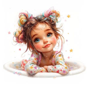 20 schrullige Sternenmädchen Clipart, wunderliches Mädchen, süßes Mädchen, druckbares Aquarell, hochwertige JPGs, Papiermodelle, Junk Journal