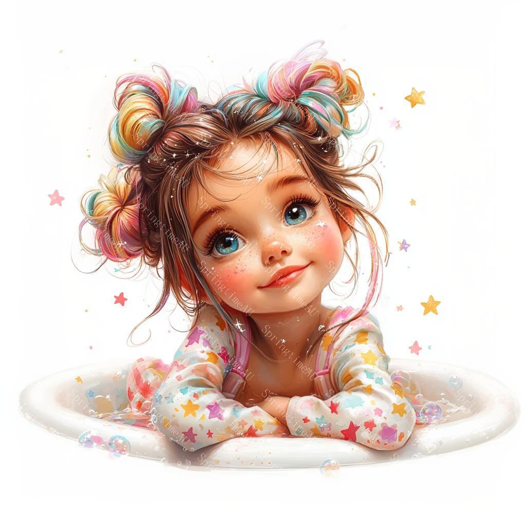 20 schrullige Sternenmädchen Clipart, wunderliches Mädchen, süßes Mädchen, druckbares Aquarell, hochwertige JPGs, Papiermodelle, Junk Journal