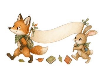 18 Classroom Woodland Animal Frames Clipart, Teacher Worksheet Borders, Back To School JPGs, Watercolor Digital Download