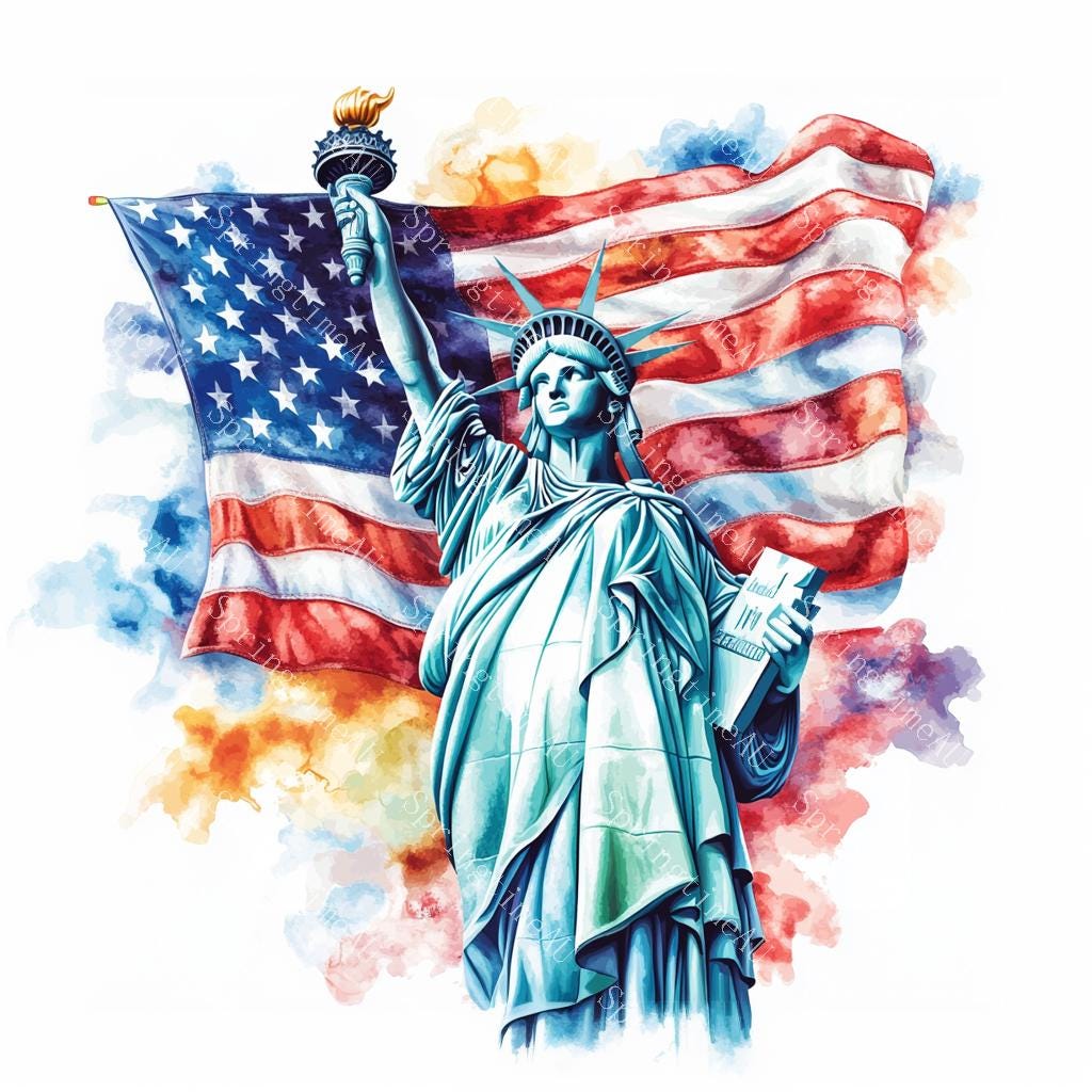 自由の女神のクリップアート20枚、アメリカ国旗、独立記念日、7月4日
