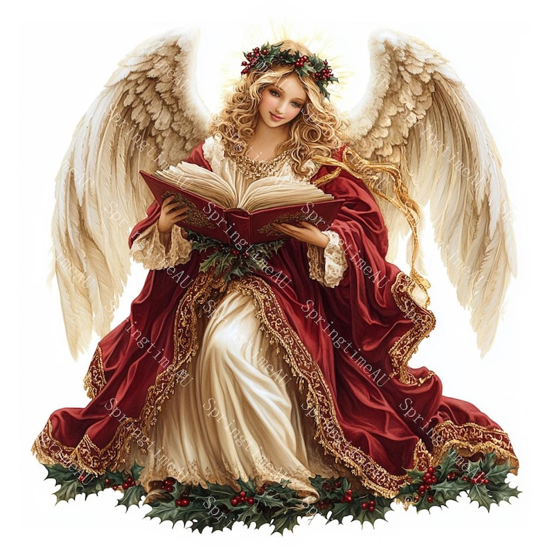 20 Vintage Christmas Angel Clipart, Christmas Card, Printable Watercolor, High-Quality JPGs, Papercraft, Junk Journal, Digital Download