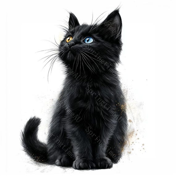 【しゅう】DMS Black Cat EPS 5‘8 16 Black Cat Clipart, Mystical Black Cat, Dark Cat, Witchy Cat