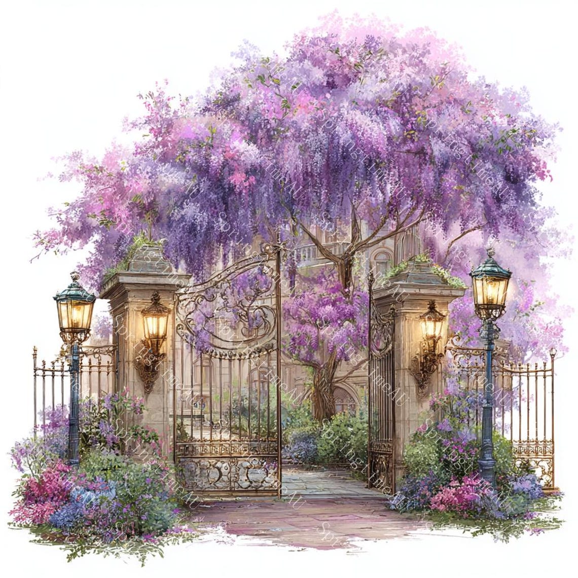 20 Floral Garden Gates Clipart, Flower Gates, Floral Wrought Iron Gate ...