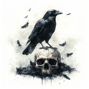 20 Black Raven Clipart, Halloween Crow, Halloween clipart, Printable Watercolor,High-Quality JPGs, Papercraft, Junk Journal,Digital Download
