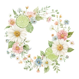 20 imágenes prediseñadas de coronas de frutas, coronas florales, coronas con marco, acuarela imprimible, archivos JPG de alta calidad, manualidades de papel, diario basura, descarga digital