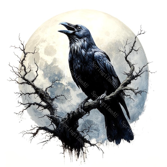20 Black Raven Clipart, Halloween Crow, Halloween clipart, Printable Watercolor,High-Quality JPGs, Papercraft, Junk Journal,Digital Download