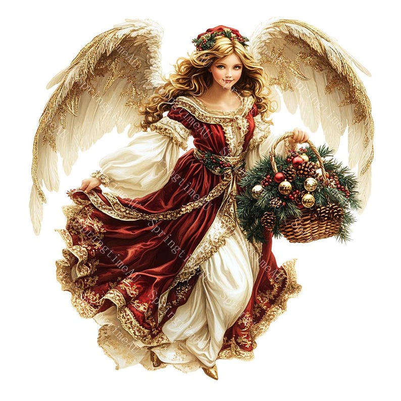 20 Vintage Christmas Angel Clipart, Christmas Card, Printable Watercolor, High-Quality JPGs, Papercraft, Junk Journal, Digital Download