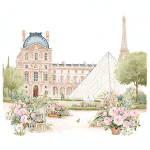 20 Cute Paris Clipart, Parisian Tourism, Paris Travel Art, France Travel,Printable Watercolor,High-Quality JPGs, Papercraft, Junk Journal