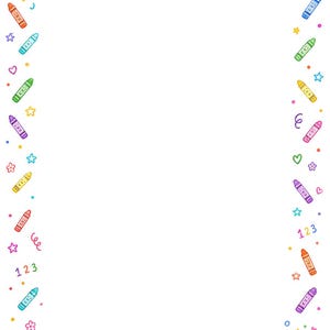 16 Crayon Border Clipart, Printable Classroom Paper JPG, Back To School,  A4 Page, Teacher Worksheet Frames, School Digital Download Kit