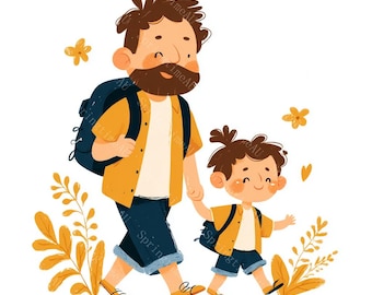 18 clipart de pai e filho, clipart de dia dos pais, aquarela para impressão, JPGs de alta qualidade, artesanato em papel, diário de sucata, download digital