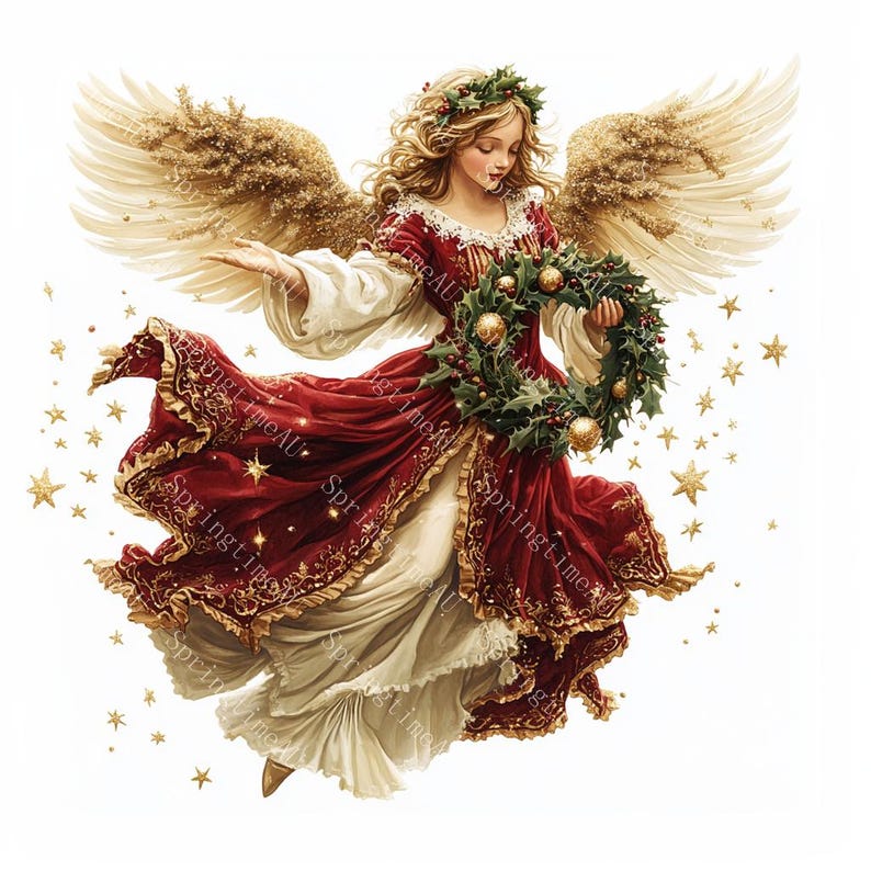 20 Vintage Christmas Angel Clipart, Christmas Card, Printable Watercolor, High-Quality JPGs, Papercraft, Junk Journal, Digital Download