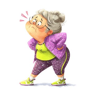 20 Active Grandma Clipart, Sporty Old Women, Quirky Old Ladies, Printable Watercolor, High-Quality JPGs, Paper Craft, Junk Journal