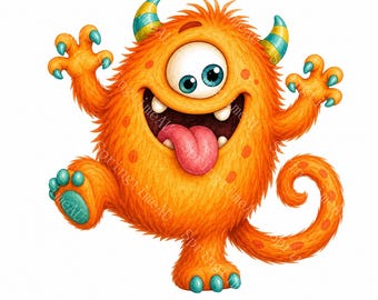 16 Cute Monster Emotion Clipart, Colorful Watercolor JPG, Feelings Chart, Classroom SEL Stickers, Kids Worksheet, Digital Download Set, CU