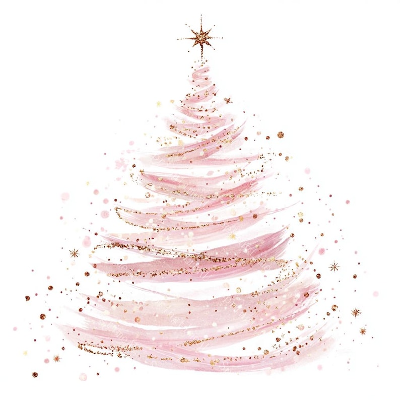 20 Sparkling Christmas Tree Clipart, Christmas Card, Holiday Art, Printable Watercolor, High-Quality PNG/JPGs, Paper Craft, Junk Journal