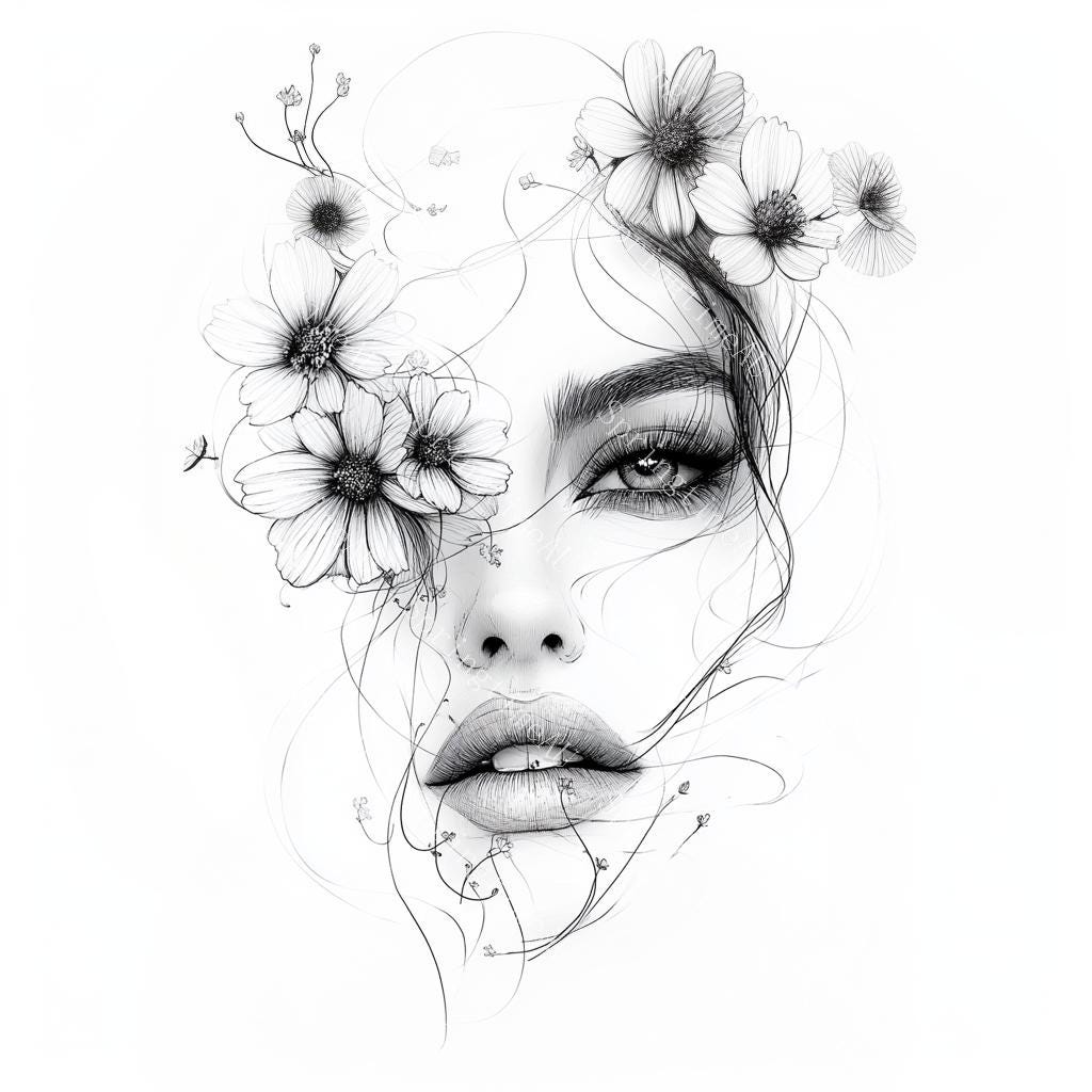 Woman face drawing - Etsy België, image size:1024x1024