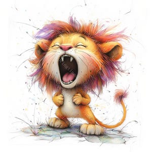 20 cliparts Lion drôle et décalé, clipart Lion mignon, éphémères fantaisistes, aquarelle imprimable, fichiers JPG de haute qualité, créations en papier, journal indésirable