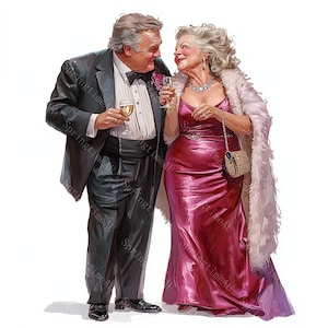 16 Clipart drôle de couple de personnes âgées, drôle de couple de personnes âgées, gens fantaisistes, aquarelle imprimable, fichiers JPG de haute qualité, créations en papier, journal indésirable
