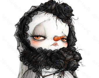 22 Gothic Snowman Halloween Clipart, Dark Whimsical Watercolor JPG, Spooky Holiday Sublimation, Halloween Xmas, Digital Download