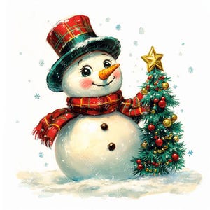 20 Vintage Cute Snowman Clipart, Cute Snowman, Christmas Card, Winter Art, Printable Watercolor, High-Quality JPGs, Papercraft, Junk Journal