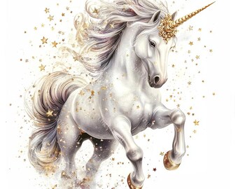 20種類の魔法のユニコーンのクリップアート、レインボーユニコーンの