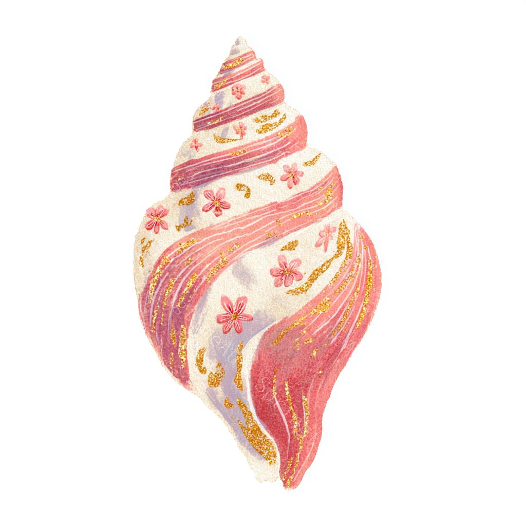 18 Conch Shell Clipart, Bright Seashell, Glitter Seashell, Beach ...
