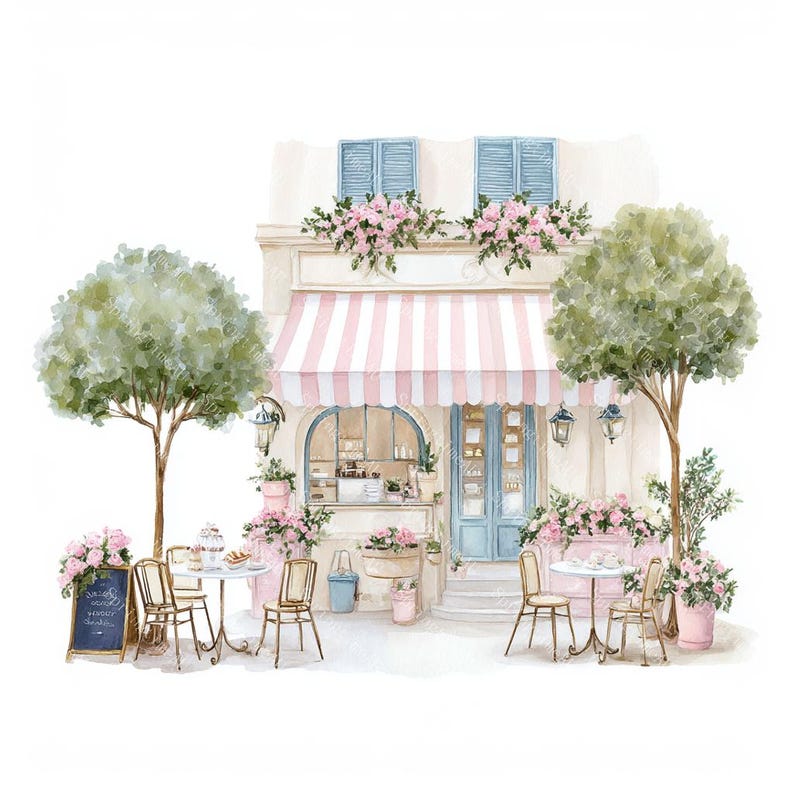 20 Cute Paris Cafe Clipart, Parisian Cafes, Paris Travel Art, France Travel,Printable Watercolor,High-Quality JPGs, Papercraft, Junk Journal
