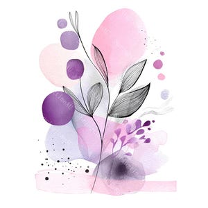 14 clipart de Boho Boho rosa, arte Boho abstrata, arte de parede com flores, aquarela para impressão, JPGs de alta qualidade, artesanato em papel, diário de sucata