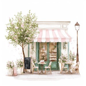 20 Cute Paris Cafe Clipart, Parisian Cafes, Paris Travel Art, France Travel,Printable Watercolor,High-Quality JPGs, Papercraft, Junk Journal