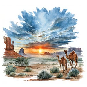 20 aquarel woestijn clipart, woestijnlandschap, woestijnberg en cactus, afdrukbare aquarel, hoogwaardige JPG&#39;s, Papercraft, Junk Journal