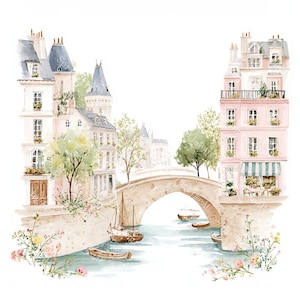 20 Cute Paris Clipart, Parisian Tourism, Paris Travel Art, France Travel,Printable Watercolor,High-Quality JPGs, Papercraft, Junk Journal