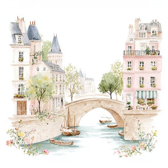 20 Cute Paris Clipart, Parisian Tourism, Paris Travel Art, France Travel,Printable Watercolor,High-Quality JPGs, Papercraft, Junk Journal