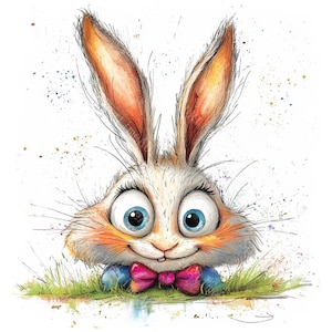 16 Funny Quirky Rabbit Clipart, Cute Bunny, Quirky Frazzled Rabbits ...