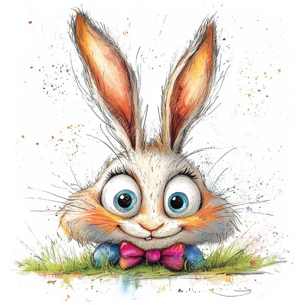 16 Funny Quirky Rabbit Clipart, Cute Bunny, Quirky Frazzled Rabbits ...