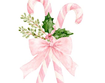 18 Pastel Candy Cane Clipart, Christmas Sweets, Holiday Crafts, Printable Watercolor, High-Quality PNG/JPGs, Papercraft, Junk Journal