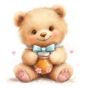 16 Clipart ours mignon, Clipart ours en peluche, décoration de chambre d'enfant, aquarelle imprimable, fichiers JPG de haute qualité, PaperCraft, journal indésirable, téléchargement numérique
