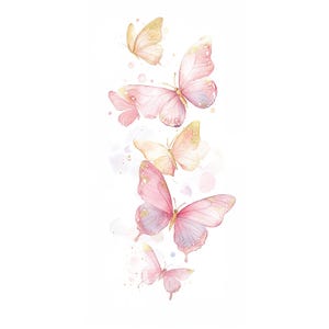18 Clipart di farfalle rosa, farfalla dorata, arte murale, clipart di acquerelli, acquerelli stampabili, JPG di alta qualità, artigianato di carta, diario spazzatura