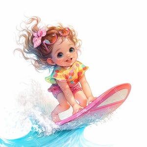 18 Sommer Mädchen Clipart, schrulliges Mädchen, wunderliche Ephemera, süßes Mädchen, druckbares Aquarell, hochwertige JPGs, Papiermodell, Junk Journal