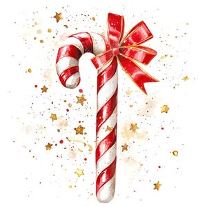 15 Candy Cane Clipart, Watercolor Christmas Sweets, Holiday Crafts, Printable Watercolor, High-Quality JPGs, Paper Craft, Junk Journal