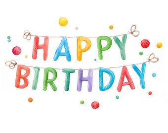 20 imágenes prediseñadas de feliz cumpleaños, texto de cumpleaños, letras, acuarela imprimible, archivos JPG de alta calidad, PaperCraft, diario basura, descarga digital