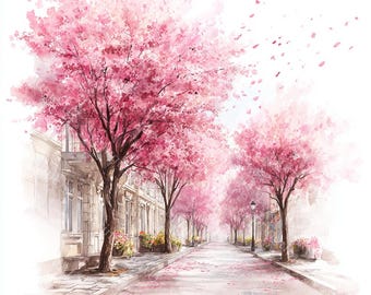 18 Cherry Blossom Street Clipart, Feminine Lifestyle, Spring