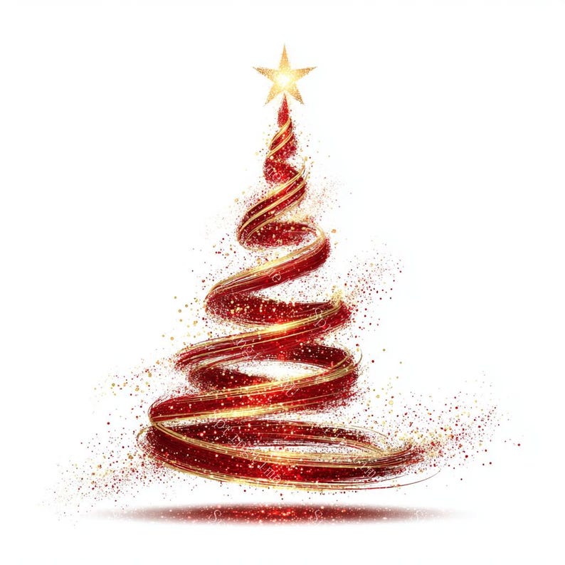 20 Sparkling Christmas Tree Clipart, Christmas Card, Holiday Art, Printable Watercolor, High-Quality PNG/JPGs, Paper Craft, Junk Journal