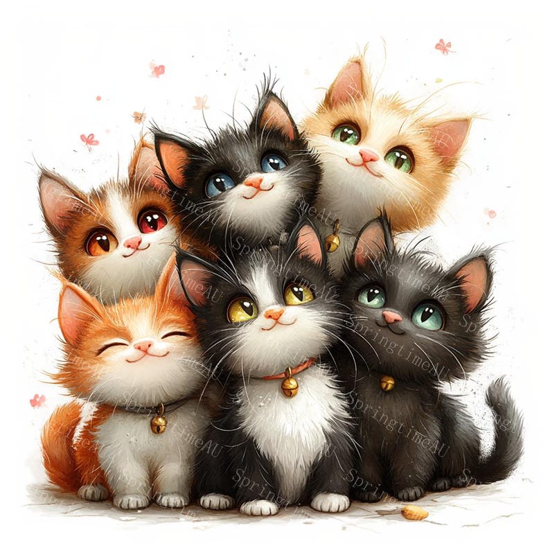 18 Photo of Cats Clipart, Kitten Clipart, Quirky Cats Photo, Party Cats, Printable Watercolor, High-Quality JPGs, PaperCraft, Junk Journal