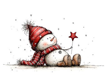 20 imágenes prediseñadas navideñas de muñecos de nieve caprichosos, invierno acogedor, fiestas festivas, acuarela imprimible, JPG de alta calidad, manualidades en papel, diario de recortes